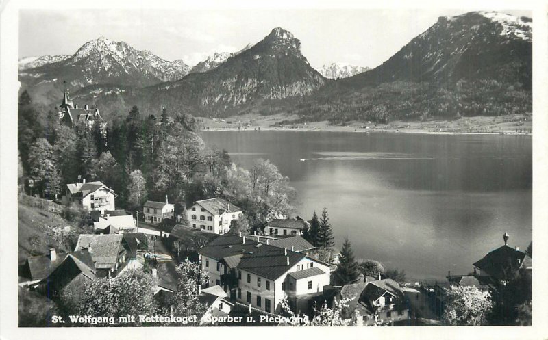 Postcard Austria St Wolfgang lake and mountain scenery panorama