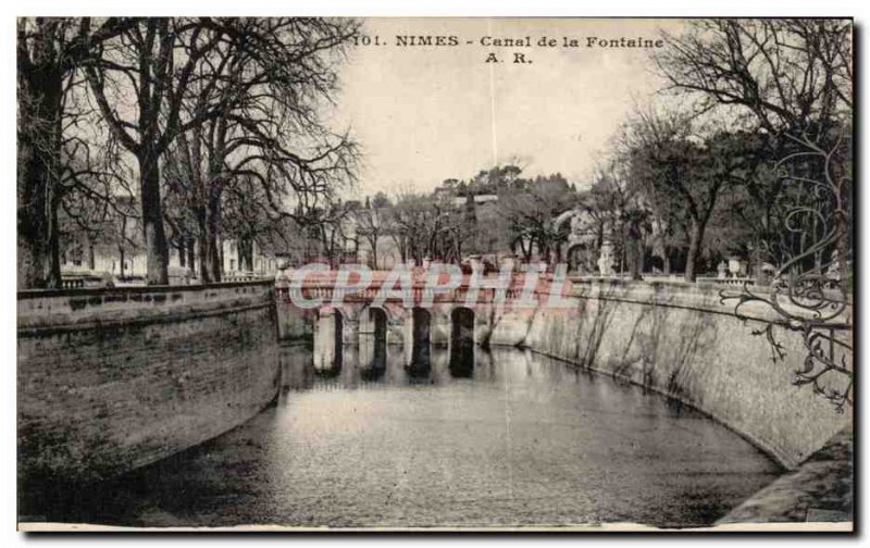 Old Postcard Nimes Fountain channel