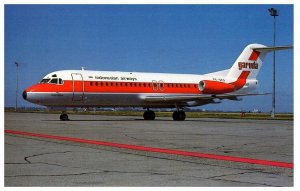 Indonesian Airways Fokker F 28 4000 at Amsterdam 1981 Airplane Postcard