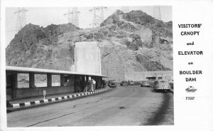 Autos Boulder Dam Nevada Visitors Canopy Elevator Frasher RPPC Postcard 9603