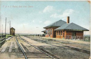 America Postcard - C.B & J Depot - Red Oak - Iowa - Railway Station - Ref 12718A