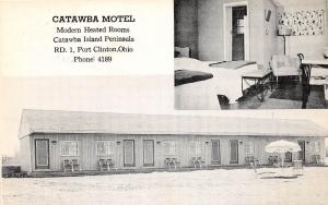D4/ Port Clinton Ohio Postcard c1940s Catawba Motel Interior 2View Roadside