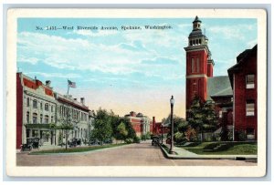 Spokane Washington WA Postcard West Riverside Avenue Business Section c1920's