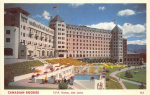 Lake Louise Alberta Canada 1950s Postcard Canadian Rockies CPR Chateau Hotel