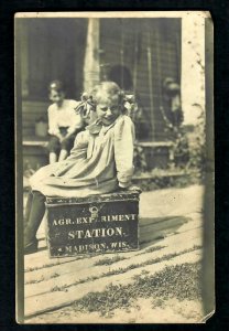 55L RPPC RARE Madison Girl on Metal Box & lock Agricultural Experimental Station