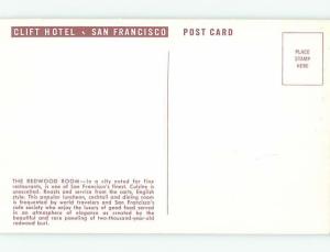 Unused Pre-1980 CLIFT HOTEL RESTAURANT San Francisco California CA M8846