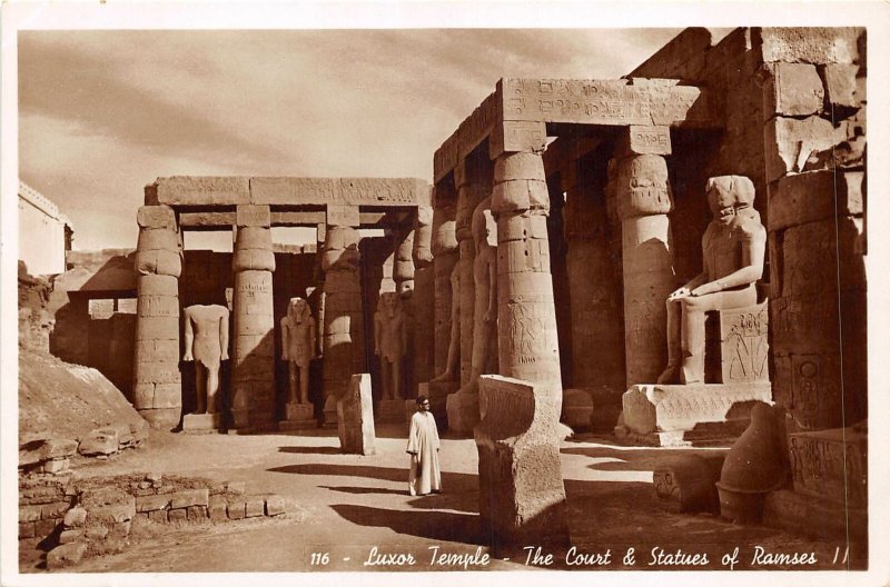 Lot188 luxor temple the court and statues of ramses real photo egypt