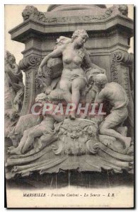 Old Postcard Marseille Cantini fountain The Source