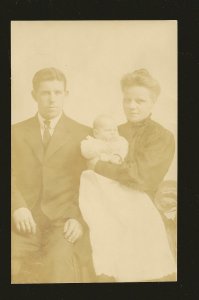 Vintage Portrait of Man Woman & Child Real Photo Postcard Unposted