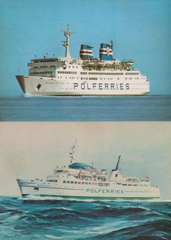 MS Rogalin Zegluga Baltycka Kolobrzeg 2x Poleferries Ship Polish Postcard s