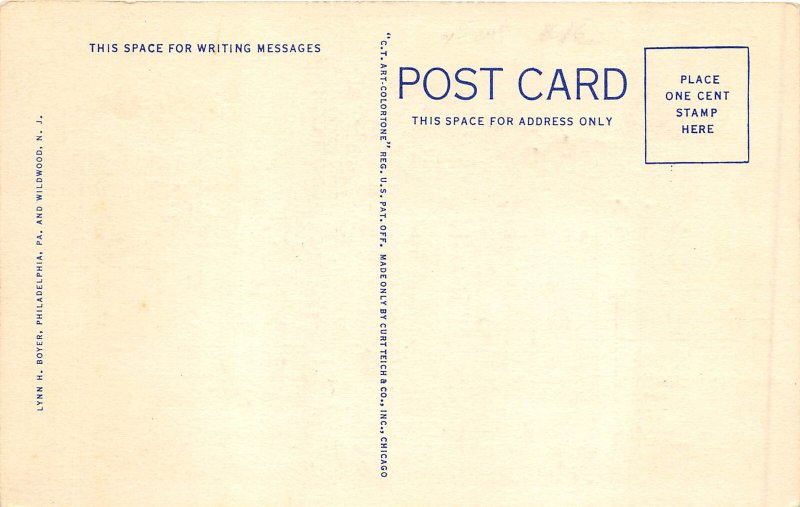 Trenton New Jersey 1940s Postcard Masonic Temple & Stacy Trent Hotel