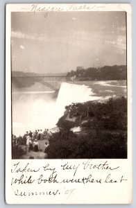 RPPC~New York~Niagara Falls~Bridge~People~Lookout~Birds Eye View~1908 Postcard