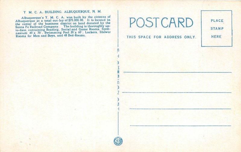 G96/ Albuquerque New Mexico Postcard c1910 YMCA Building