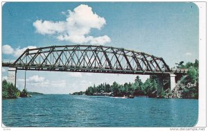Single Span wooden bridge , SIOUX NARROWS , Ontario, Canada , PU-1958