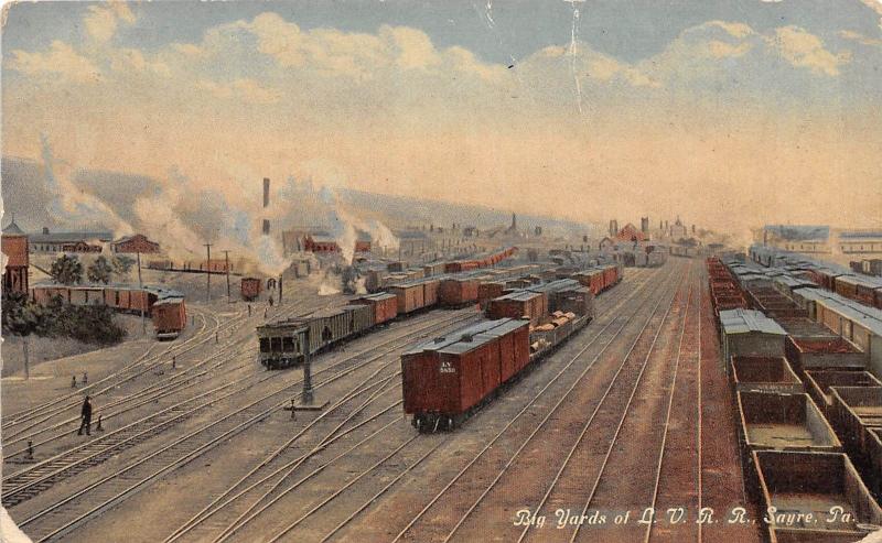 B42/ Sayre Pennsylvania Pa Postcard 1914 Railroad Yards L.V. Railroad Coal