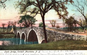 Vintage Postcard 1906 Leeds Bridge Spans Catskill Mountains Greene Co. New York