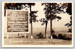 RPPC Cumberland MD U.S. 40 Top of Town Hill Mountain c1940s Postcard J27