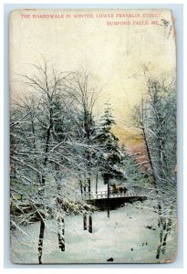 1907 The Boardwalk in Winter Lower Franklin St. Rumford Falls ME Postcard 