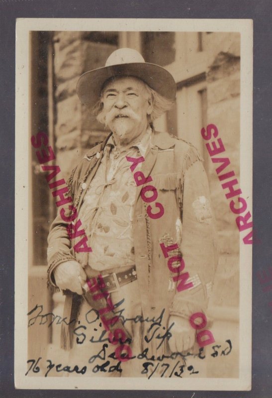 Deadwood SOUTH DAKOTA RPPC '32 TOM GRANT Wild West Cowboy AUTOGRAPHED Silver Tip