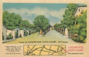 Lockwood Auto Court roadside Los Angeles California Postcard Mid West 10830