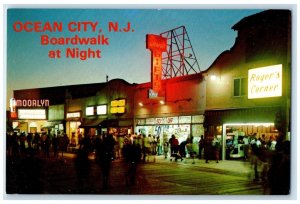 1960 Boardwalk Night Exterior Building Ocean City New Jersey NJ Vintage Postcard