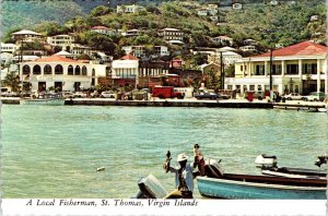 St Thomas, US Virgin Islands LOCAL FISHERMAN/Fish Catch WATERFRONT  4X6 Postcard