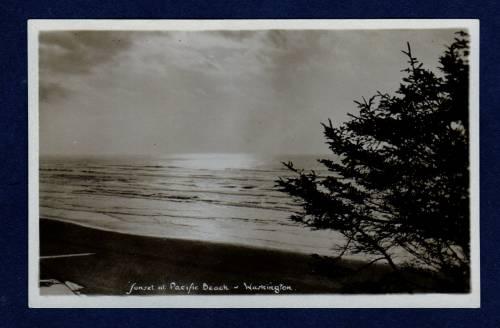 WA Sunset PACIFIC BEACH WASHINGTON State Postcard Real Photo RPPC