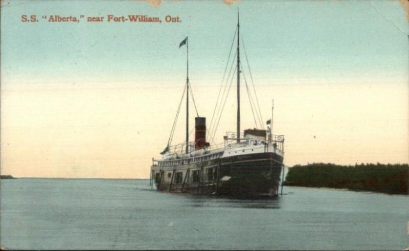 Steamship Ship SS Alberta Near Fort William ON c1910 Postcard