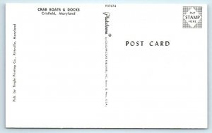CRISFIELD, Maryland MD ~ CRAB BOATS & Docks  ca 1960s Postcard