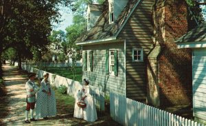 Postcard A Sidewalk Scene A Reminder Of Colonial Days In Williamsburg Virginia