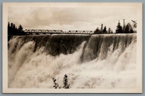 Postcard RPPC c1946 Kakabeka Falls Ontario View of Falls and Bridge Fort William