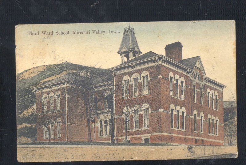 MISSOURI VALLEY IOWA THIRD WARD SCHOOL BUILDING VINTAGE POSTCARD 1912