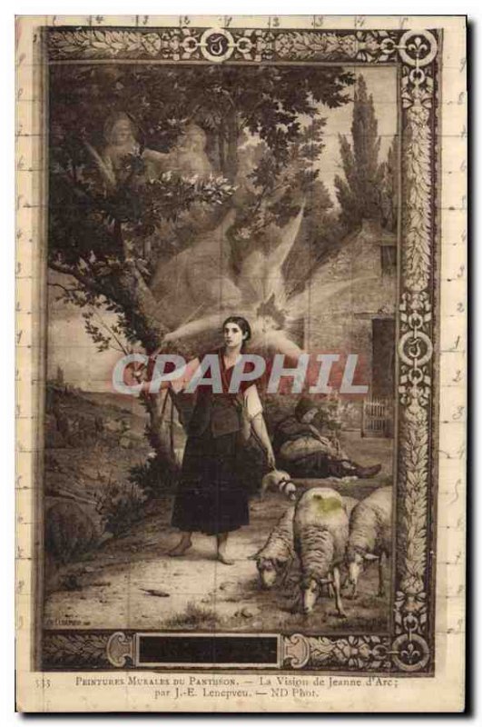 Postcard Old Murals Pantheon Jeanne D'Arc Vision