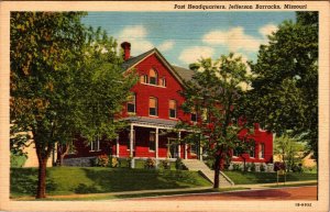 Jefferson Barracks Missouri Post Headquarters Vintage Postcard