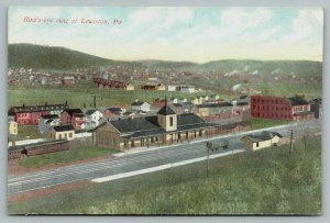 Lewiston Pennsylvania~Bird's Eye View~Railroad Depot~Homes~Business~Artist~c1910