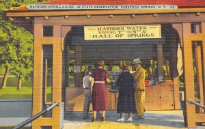 Saratoga Springs New York 1940s Postcard Hathorn Spring House Water 