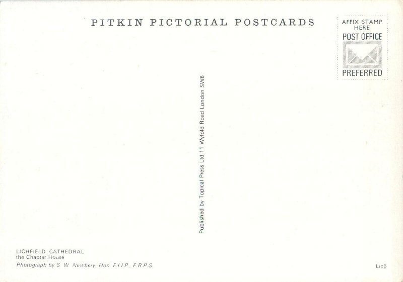 Religion UK Lichfield Cathedral the Chapter House Postcard