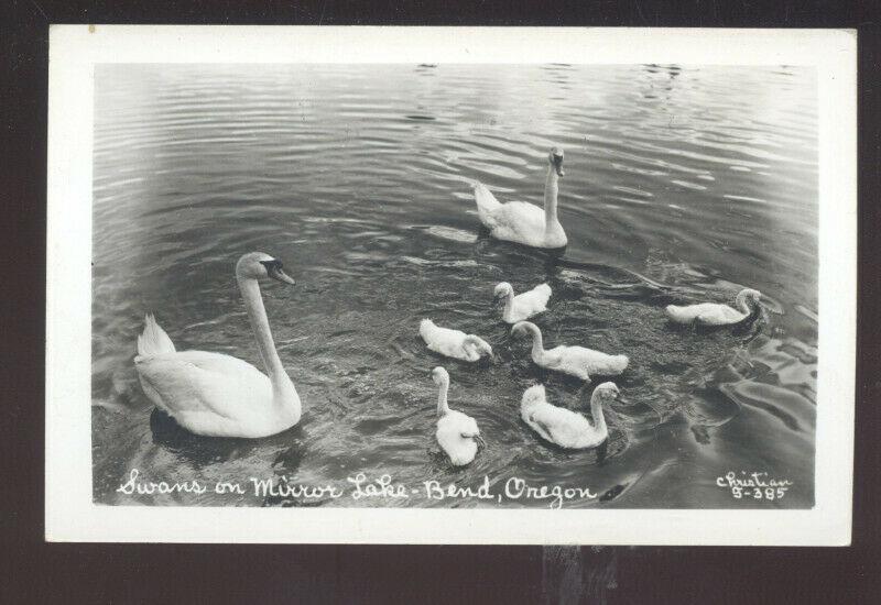 RPPC LAKE ISLAND OREGON MISSOURI LAKE SWANS VINTAGE REAL PHOTO POSTCARD