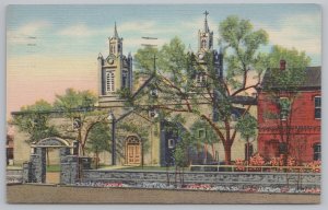 Linen~Church of San Felipe De Neri On Plaza Old Albuquerque~Vintage Postcard