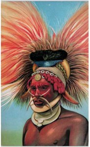 CHIEF of CHIMBU TRIBE, New Guinea ~Bible Institute of Los Angeles 1960s Postcard