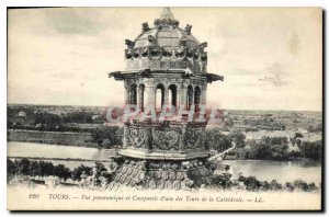 Postcard Old Tours and panoramic view of Campanile of the Cathedral Tours