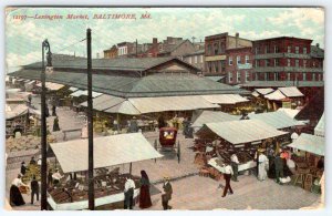 1908 LEXINGTON MARKET BALTIMORE MARYLAND MD C D KENNY BUILDING ANTIQUE POSTCARD