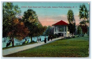 1911 Band Stand Trout Lake Bench Seneca Park Rochester New York Vintage Postcard