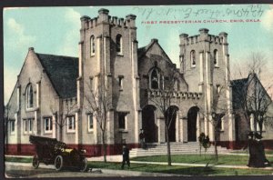 Oklahoma ENID First Presbyterian Church old car pm1900s Divided Back