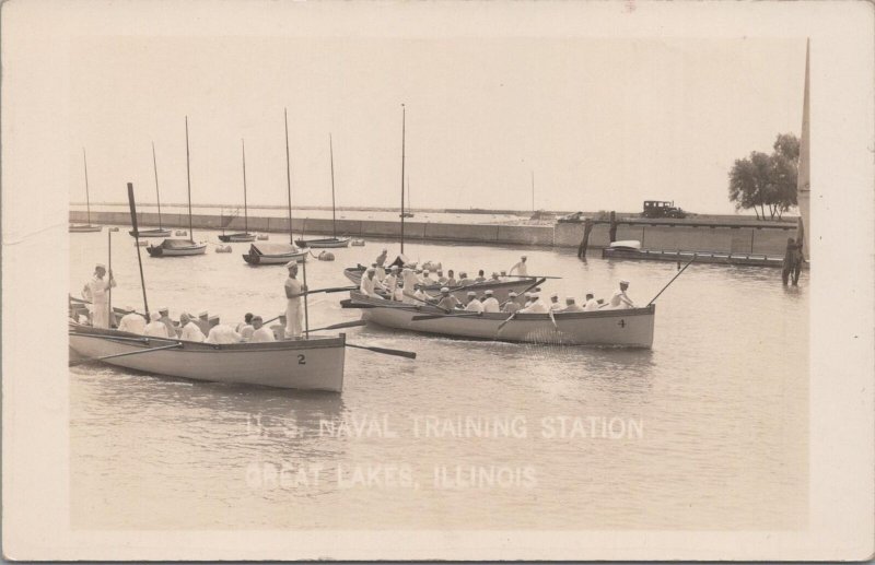 RPPC Postcard US Naval Training Station Great Lakes Illinois IL