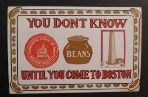 Mint USA Advertisement Postcard Beans Come to Boston Grand Homecoming Reunion MA