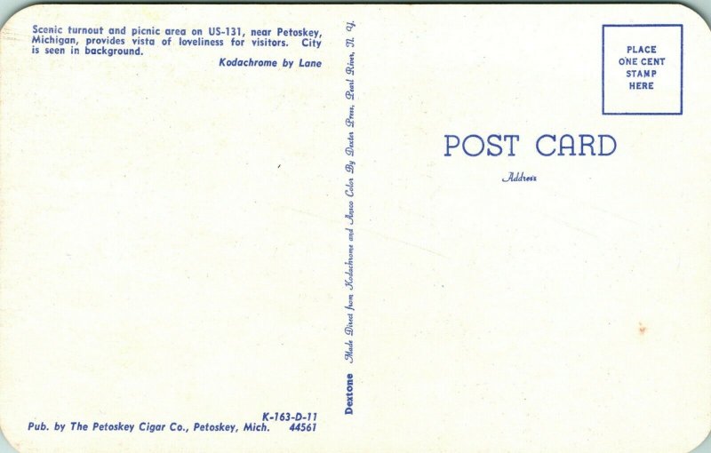 Petoskey Michigan Mi Autoroute US-131 Turnout Voiture non Utilisé Unp Vtg Chrome