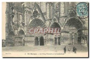 Old Postcard Bourges the five gates of the Cathedral