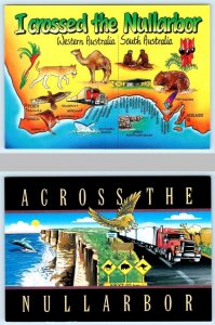 2 Postcards AUSTRALIA ~ Map I Crossed the NULLABOR Semi Truck Graphics ~ 4x6