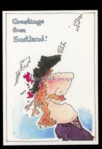 BES162 - Greetings from Scotland - Map of Scotland - comic postcard by Besley